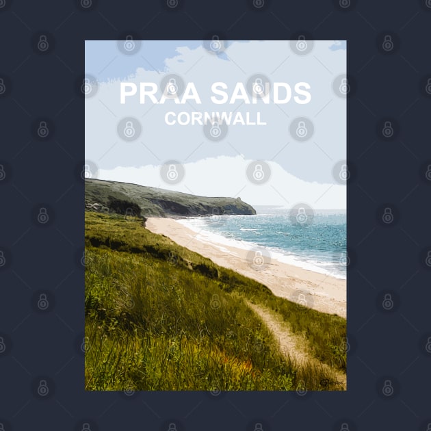 Praa Sands Cornwall. Cornish gift. Travel poster by BarbaraGlebska