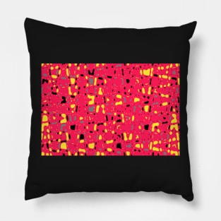 Vibrant pink background, black and yellow spots design Pillow