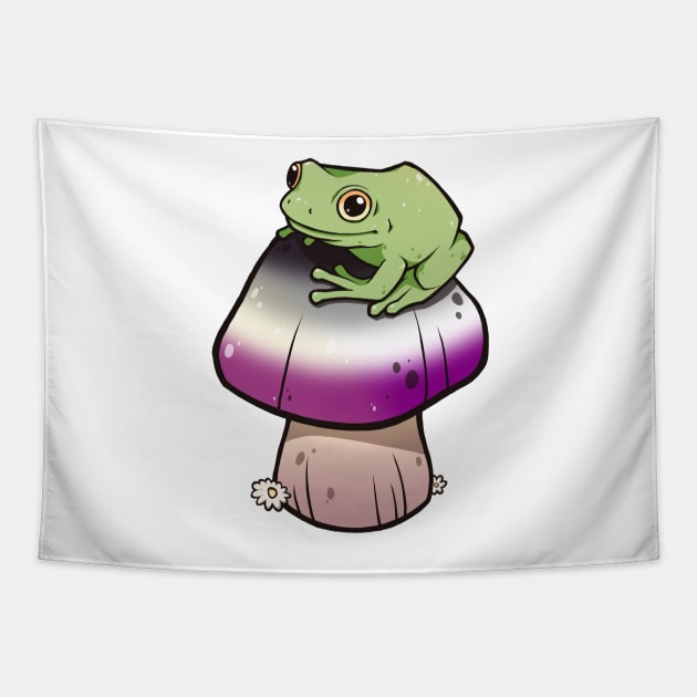 Asexual Pride Mushroom Frog Tapestry by saltuurn