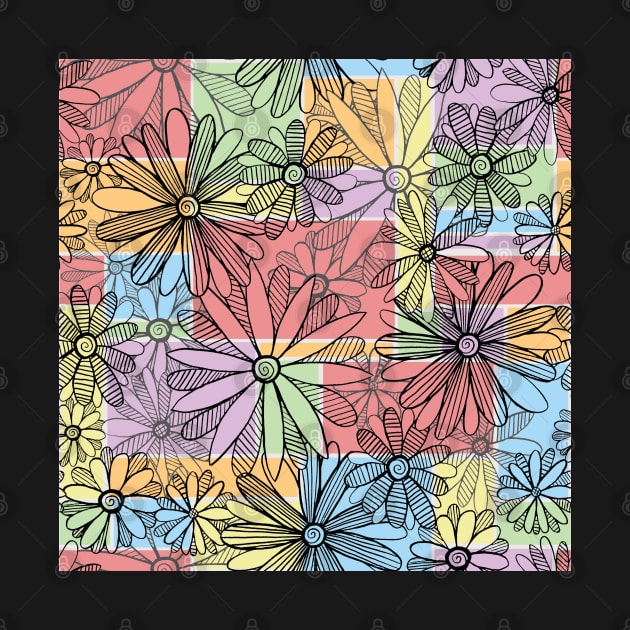 Patchwork Flowers and Stripes Pattern by SimplyKitt