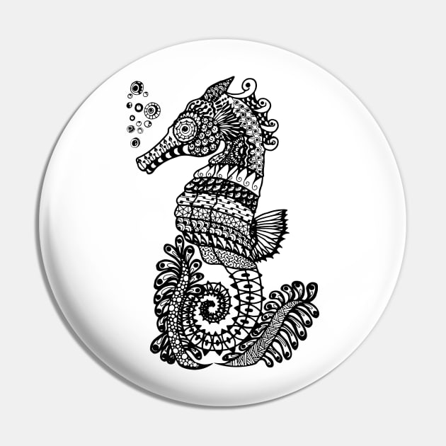 Zen Seahorse Pin by DellaMorteArts