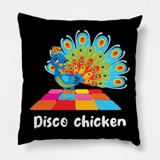 Disco chicken funny peacock (on dark colors) Pillow