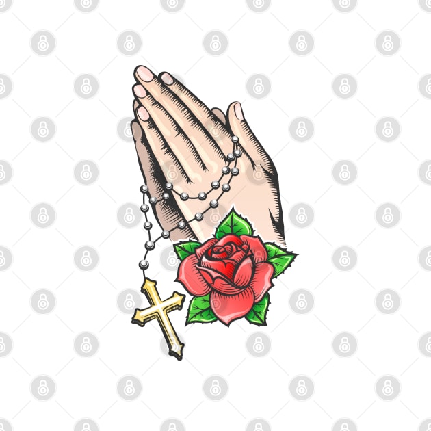 Praying Hands with Chain and Big Cross by devaleta