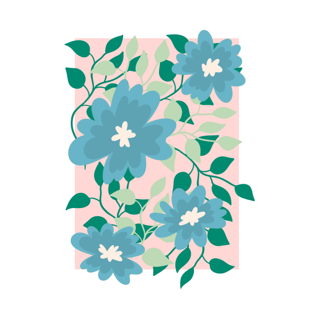 blue daffodil floral wildflowers illustration by mckhowdesign