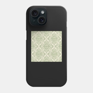 Classic foliage damask in sage leaf green and cream Phone Case