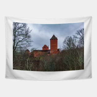 Ruins With tall cylindrical tower of Turaida Medieval Castle Tapestry