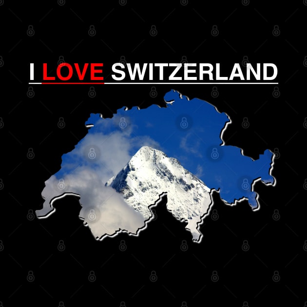 I Love Switzerland Map Snow Capped Mountain Peak by PathblazerStudios