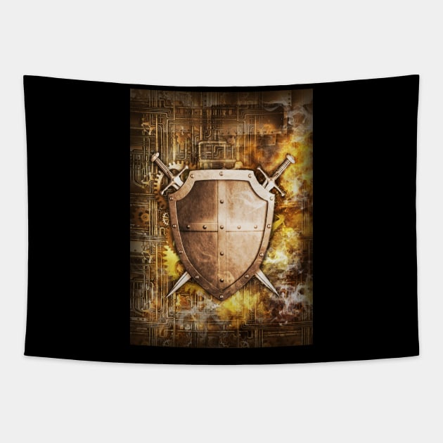 Swords and shield steampunk Tapestry by Durro