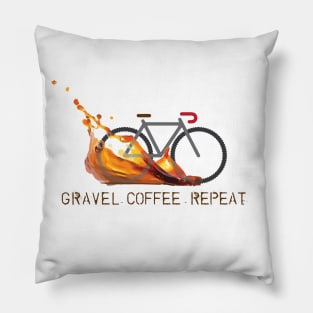 Gravel Coffee Repeat Vector Cycling Design - light background Pillow