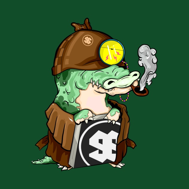 Cool alligator character smoking a cigar illustration by slluks_shop