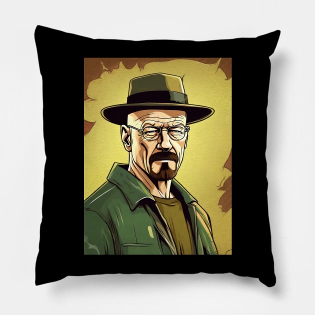 Walter White - Heisenberg Pillow by Buff Geeks Art