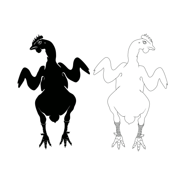 silhouette and line art illustration of a chicken by bloomroge