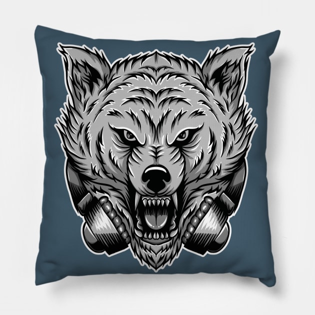 Angry Wolf Pillow by elzammar
