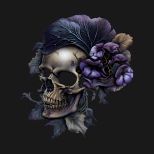 Skull Violet Leaf Hair Style T-Shirt