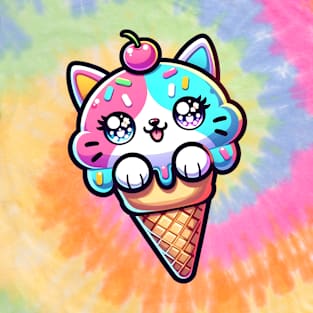 kawaii rainbow ice cream kitty T-Shirt