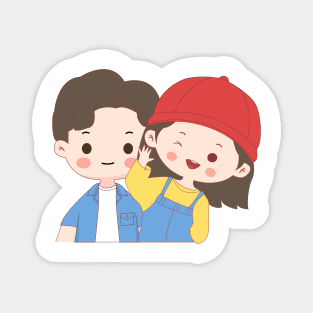 romantic cartoon couple Magnet