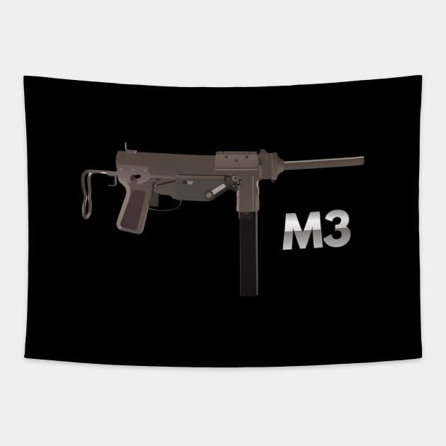 WW2 M3 Submachine Gun Tapestry by NorseTech