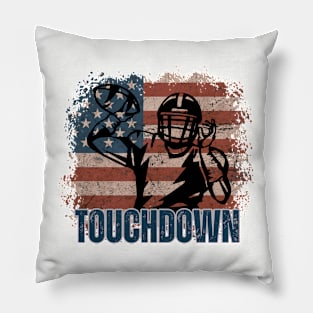 Touchdown Football American Flag Pillow