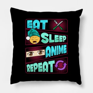 Cute & Funny Eat Sleep Anime Repeat Anime Lover Pillow