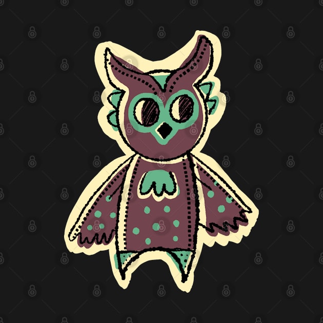 Tall and Purple Cute Simple Owl Illustration by narwhalwall