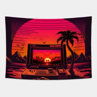 Synthwave Sunrise Of Gaming Tapestry