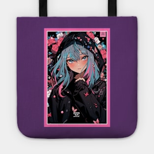 Aesthetic Anime Girl Pink Black | Quality Aesthetic Anime Design | Premium Chibi Manga Anime Art Tote