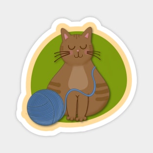 Cute Brown Kitty with String Magnet