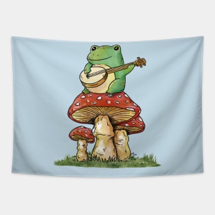 Cottagecore Banjo Frog Tapestry