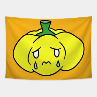 Sad Crying Yellow Bell Pepper Tapestry