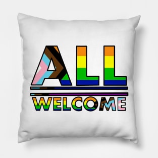 Welcome All Progress Pride Pillow