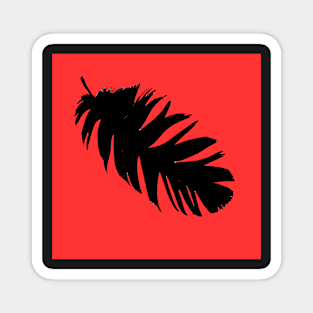 Feather in Black and Red Magnet