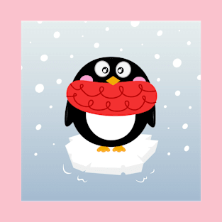 CUTE WINTER PENGUIN IN RED SCARF T-Shirt