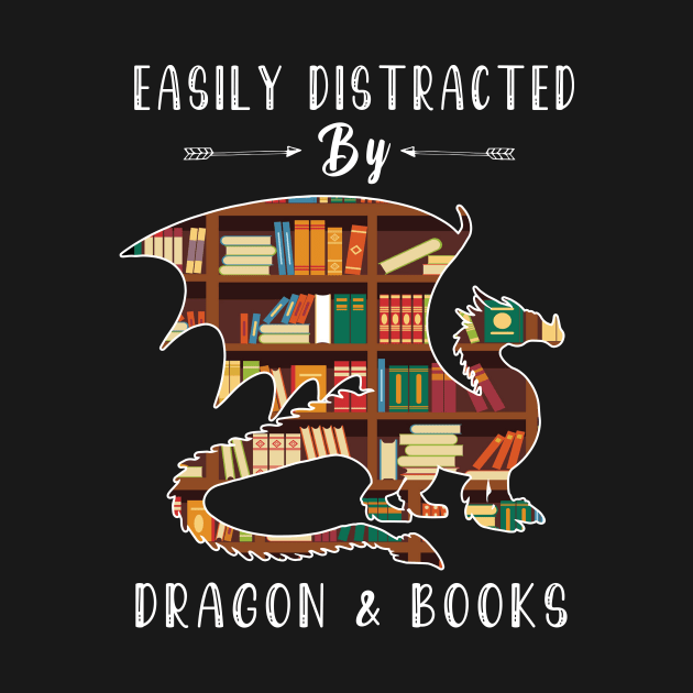 Easily Distracted By Dragon And Books - dragon and book lover by torifd1rosie