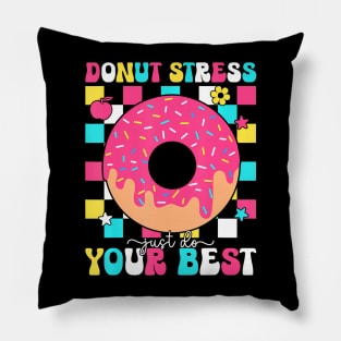Donut Stress Best Retro Test Day Teacher Kids Pillow