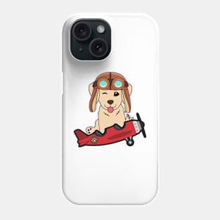 Cute golden retriever is in a vintage plane Phone Case