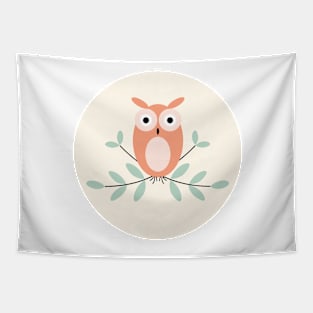 Owl on Yellow and Peach Orange Tapestry