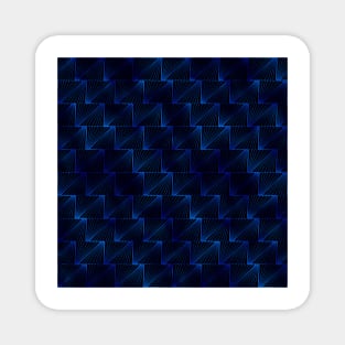 Diagonal Triangles in Black and Classic Blue Vintage Faux Foil Art Deco Vintage Foil Pattern Magnet