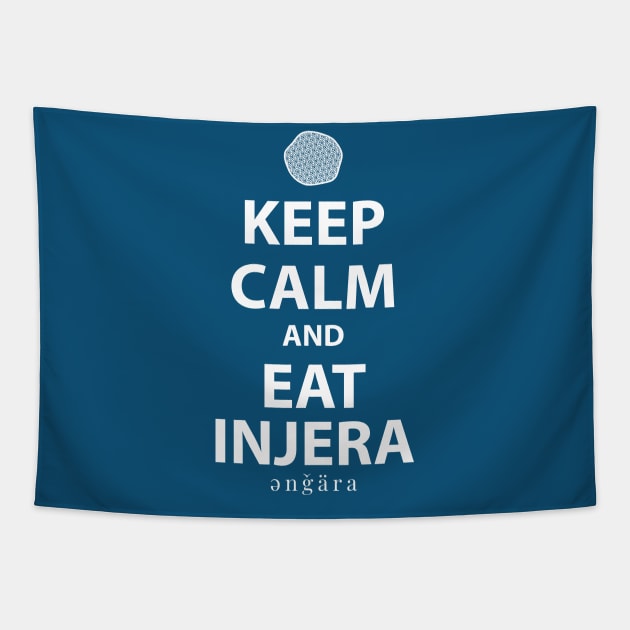 Keep Calm and Eat Injera, Amharic (እንጀራ) Tapestry by Merch House