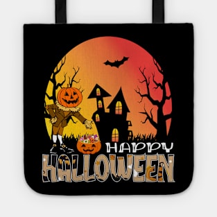 Vintage Pumpkin Scene Halloween Tote