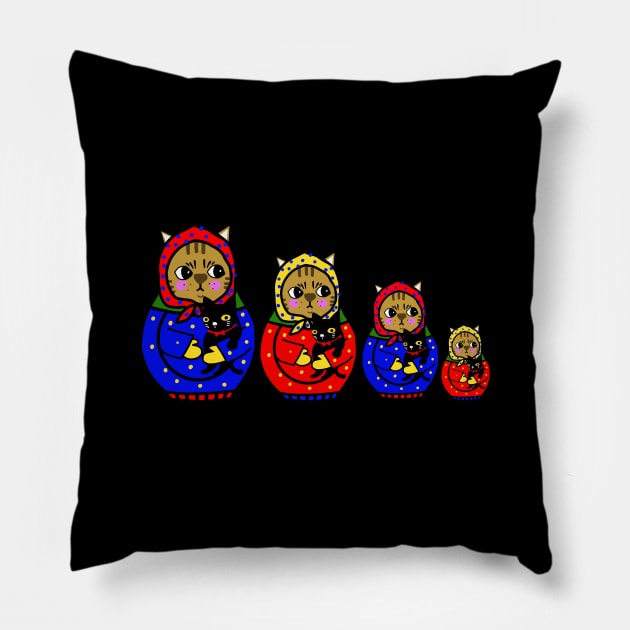 cat matryoshka Pillow by yumiyoshi4