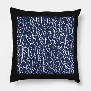 Faces (Navy) Pillow