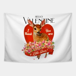 Adorable Deer Love: Retro Art, Cute Cartoon Baby Deer T-Shirt Tapestry