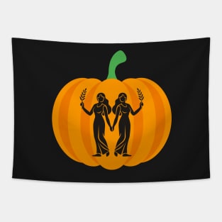 Halloween Jack O Lantern Gemini Zodiac Sign Tapestry