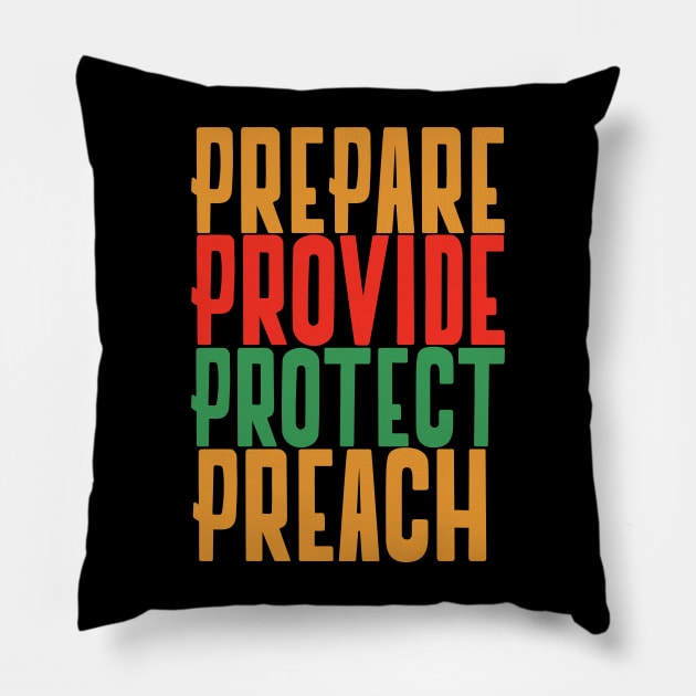 Prepare. Provide. Protect. Preach. Pillow by TheCrossandTheCufflink