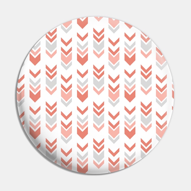 Coral Gray Tribal Arrows Pattern Indian Indigenous Pin by jodotodesign