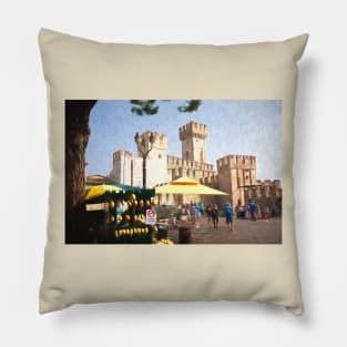 Sirmione Scaliger Castle with artistic filter Pillow