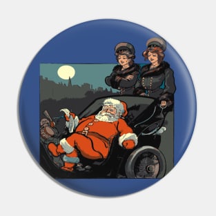 Vintage Santa Sleigh And Christmas Wish List Pin