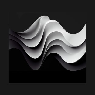 Black and White Graphic 3D Illusion of Waves T-Shirt