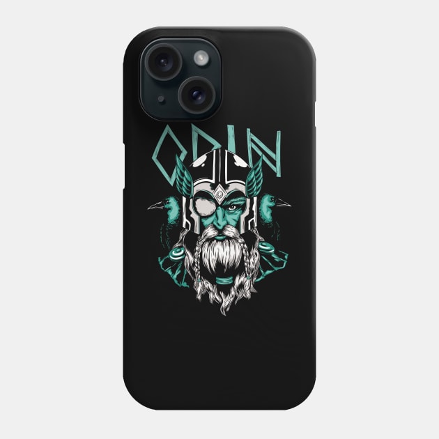 Nordic god Odin with two ravens to his sides Phone Case by AbirAbd