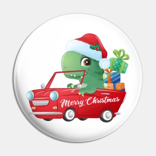 Cute Christmas T Rex Dinosaur In A Car Filled With Gifts Pin